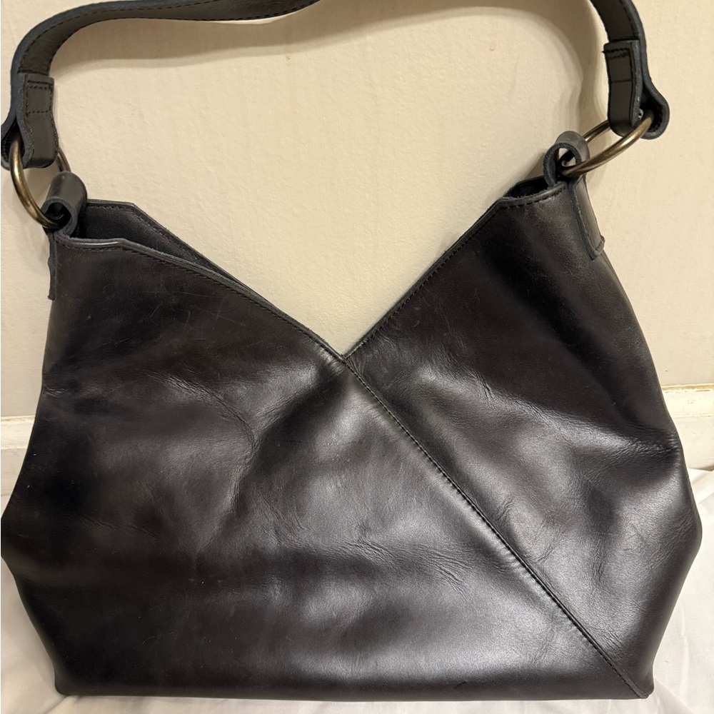 Able Black Leather Shoulder Bag